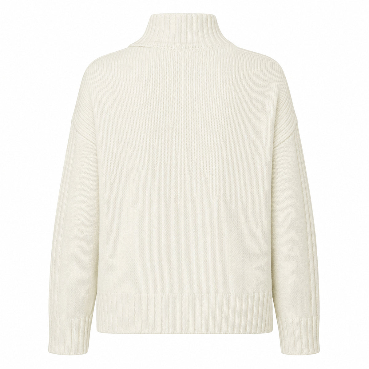 Alpha Studio Women High Neck Coste Mix Sweaters White