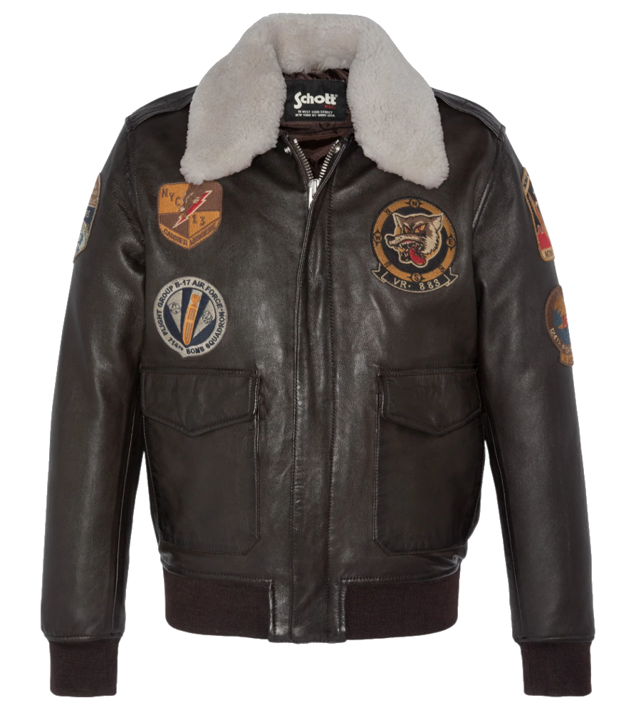 Schott NYC Men Jacket Badge Pilot Brown