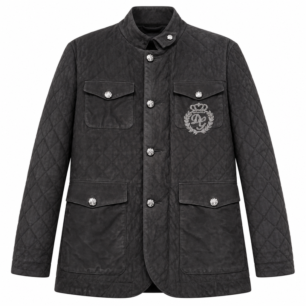 Dolce & Gabbana Men Jacket Quilted Agnello Black