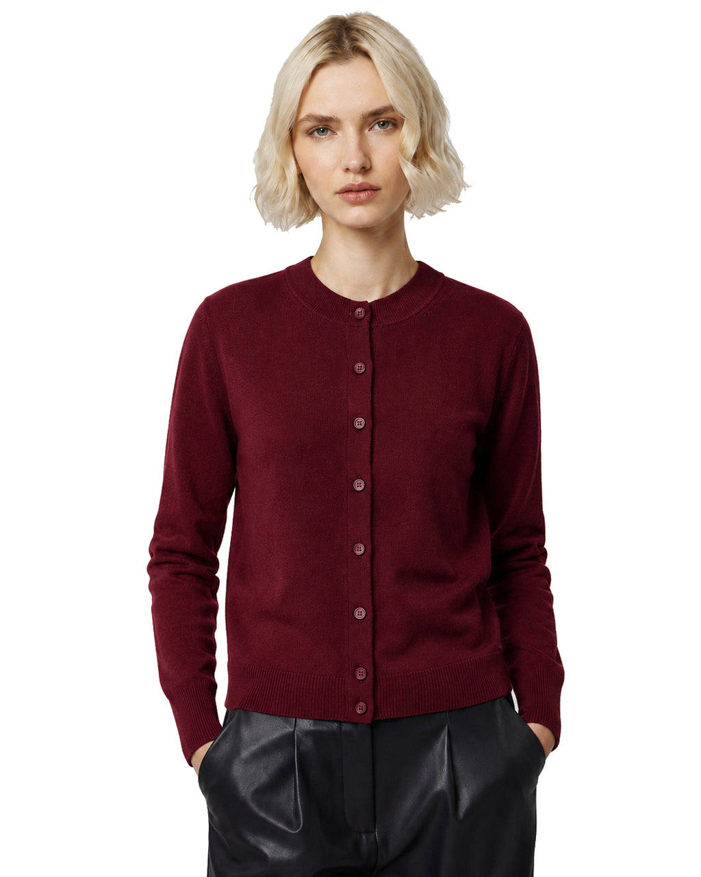 Alpha Studio Women Rebecca Cropped Long Retrò Sweaters Red