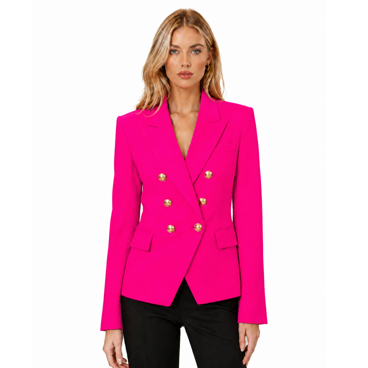 Balmain Women Jacket Double-Breasted Fuchsia