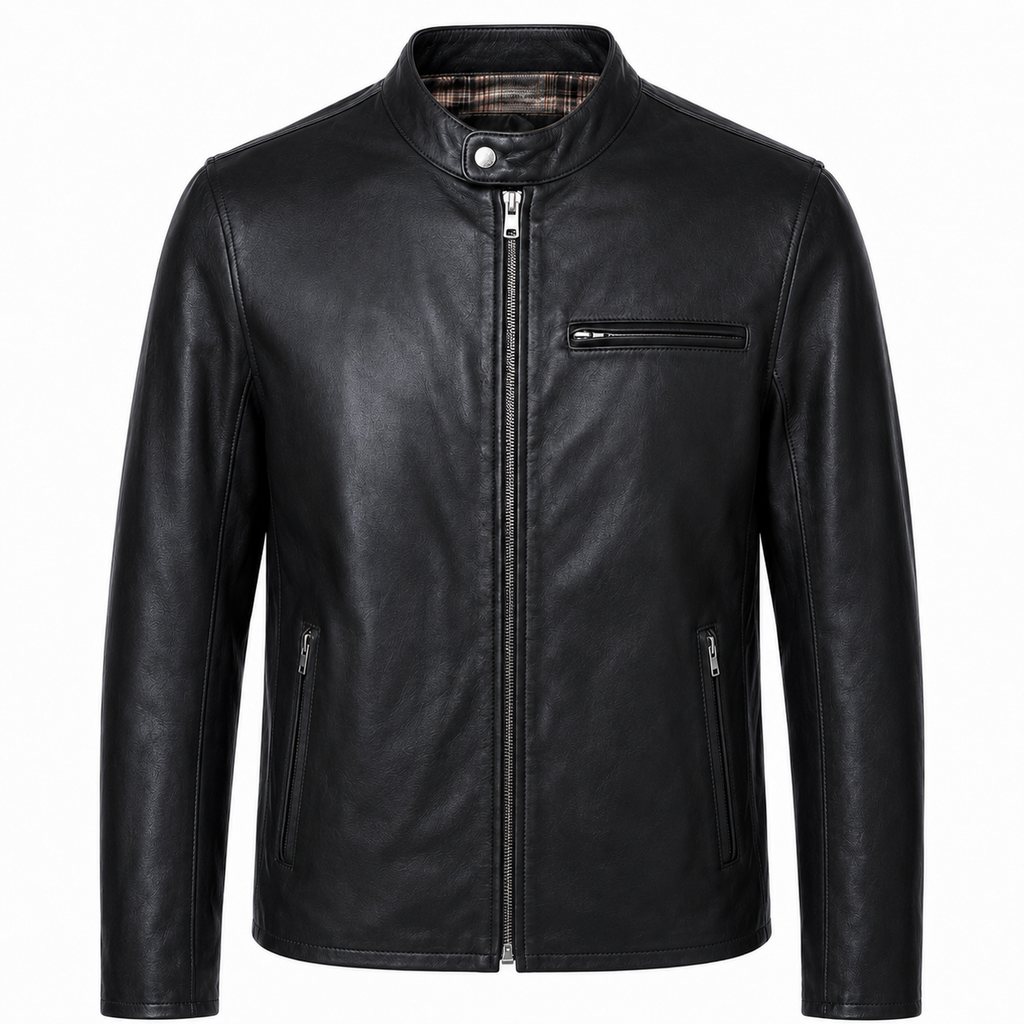 Schott NYC Men Jacket Leather Capra Brown Black