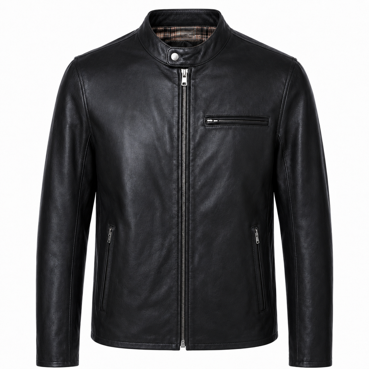 Schott NYC Men Jacket Leather Capra Brown Black