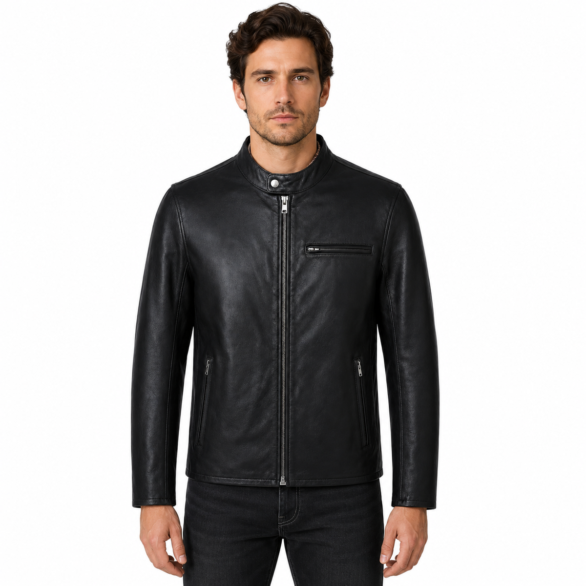 Schott NYC Men Jacket Leather Capra Brown Black