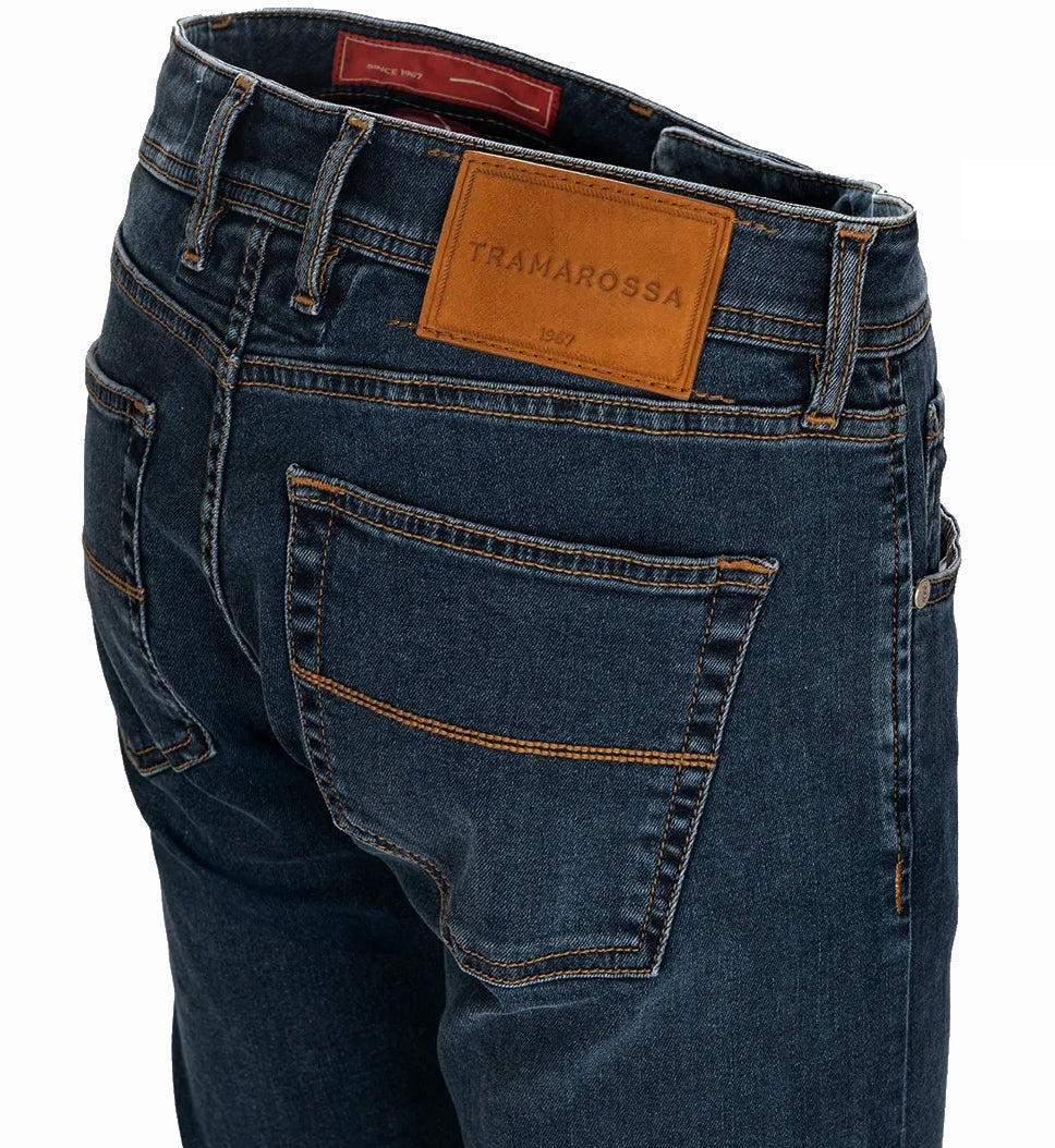 Tramarossa Men Navy Distressed r-elax Tobacco Jeans Blue
