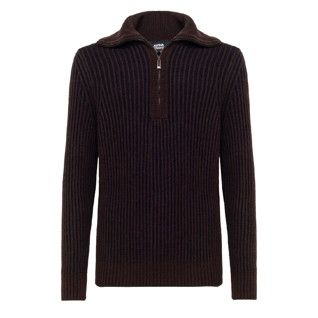 Alpha Studio Men Vanisè Turtleneck Sweater Brown