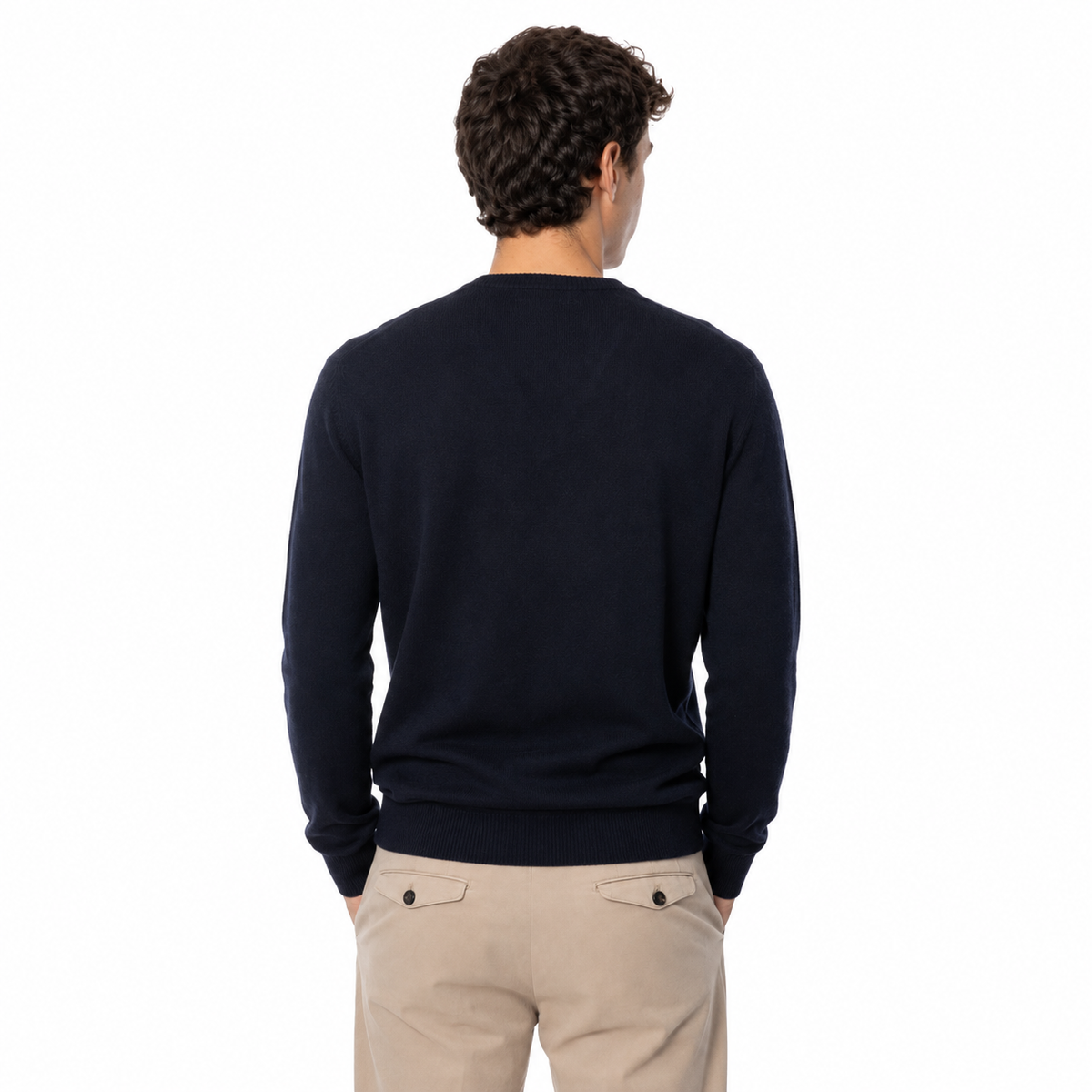 Alpha Studio Men Knit V-Neck Blue