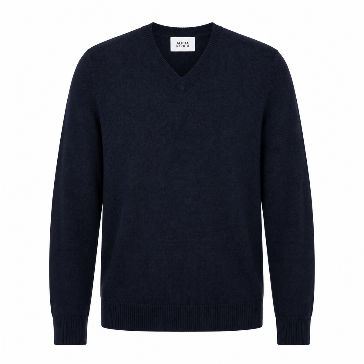 Alpha Studio Men Knit V-Neck Blue