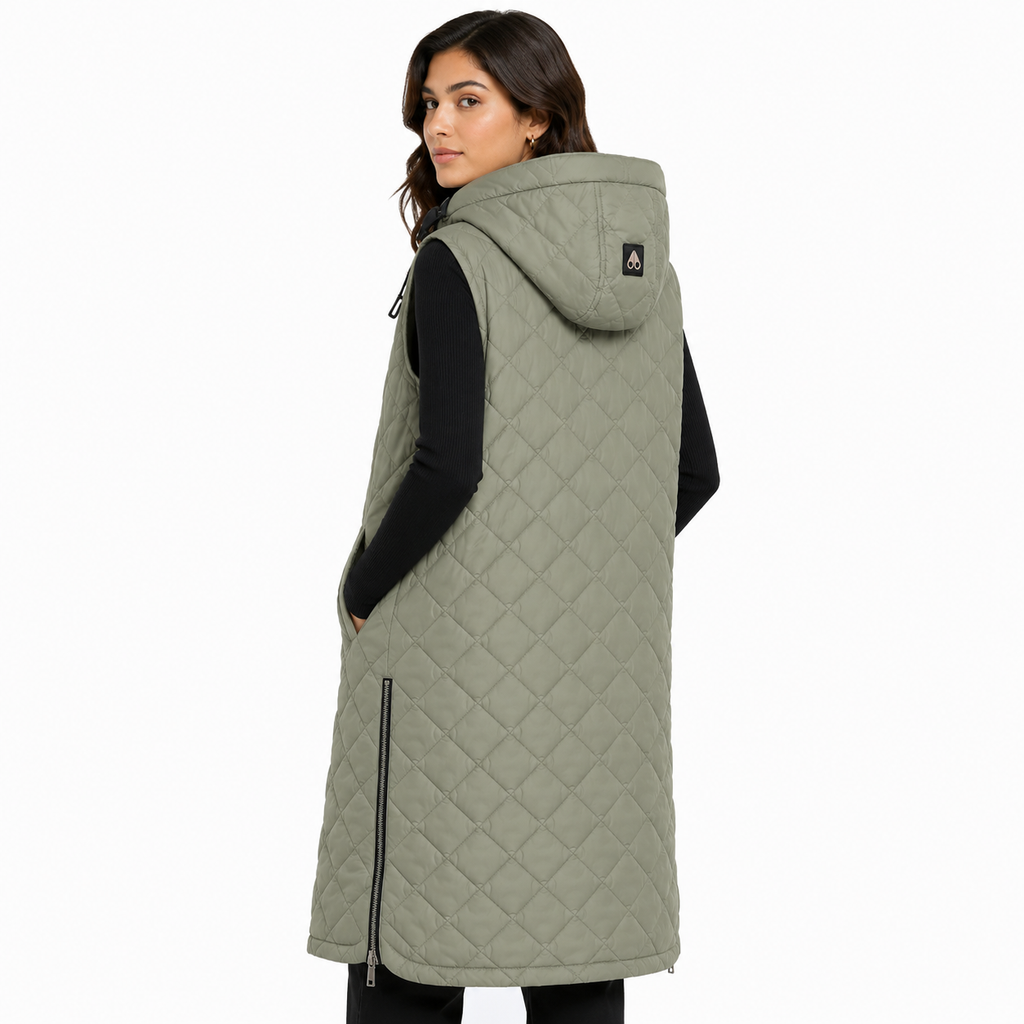 Moose knuckles Women Sleeveless Long Vest Green