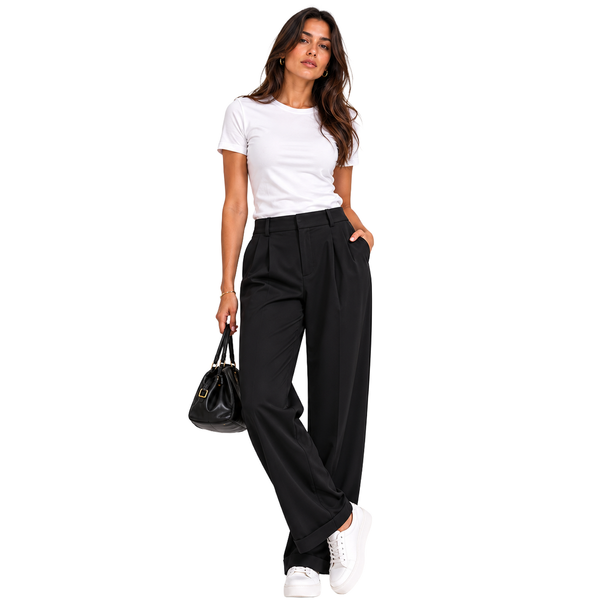 Balmain Women Trousers Long Pleated Black