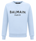 Balmain Men Sweatshirt Crew Neck Light Blue