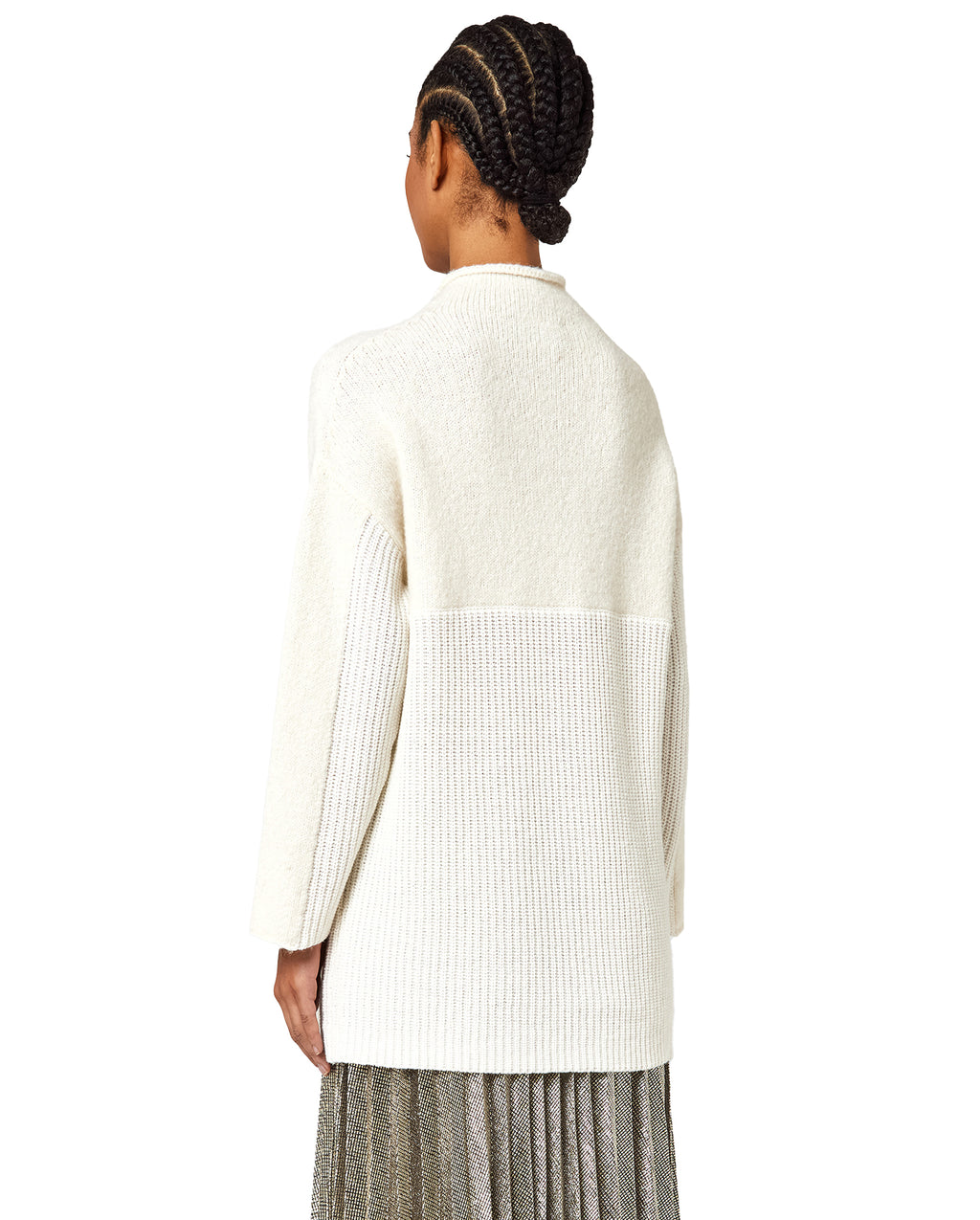 Alpha Studio Women Knit Over Match Yarn White