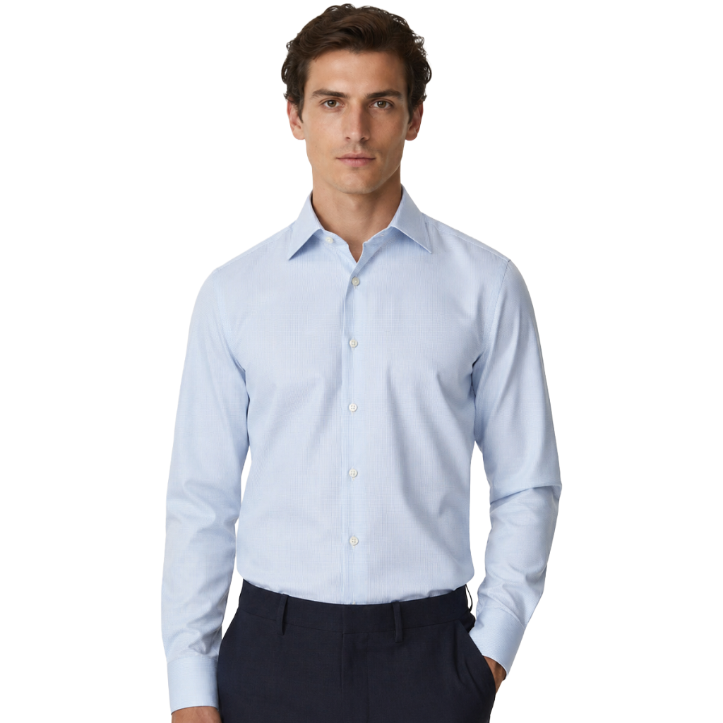 Bagutta Men Shirt Roberto Neck Italiano Light Blue