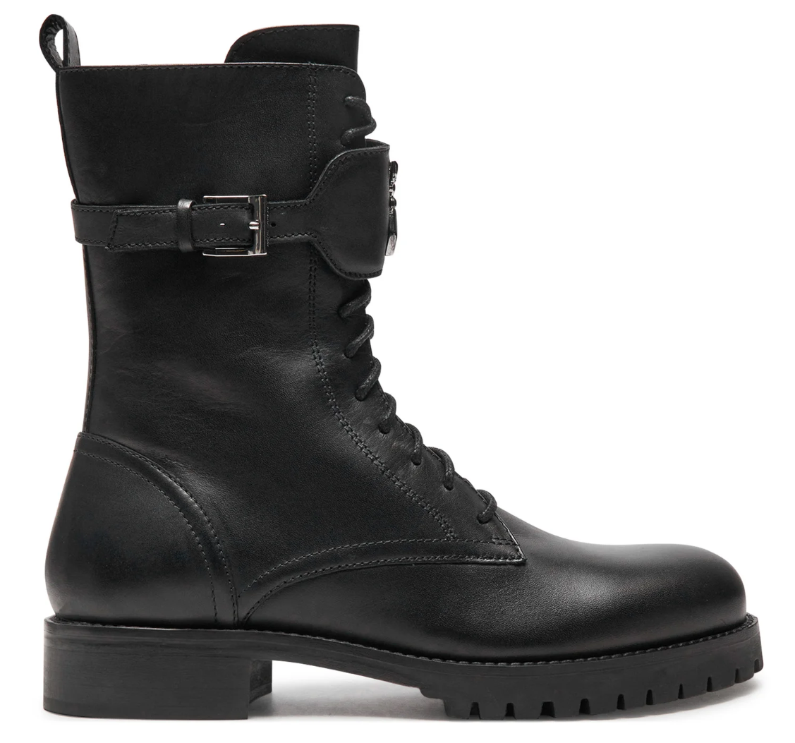 Patrizia Pepe Women Stivaletti Leather Ankle Boots Black