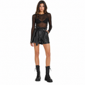 Patrizia Pepe Women Shorts Leather Black