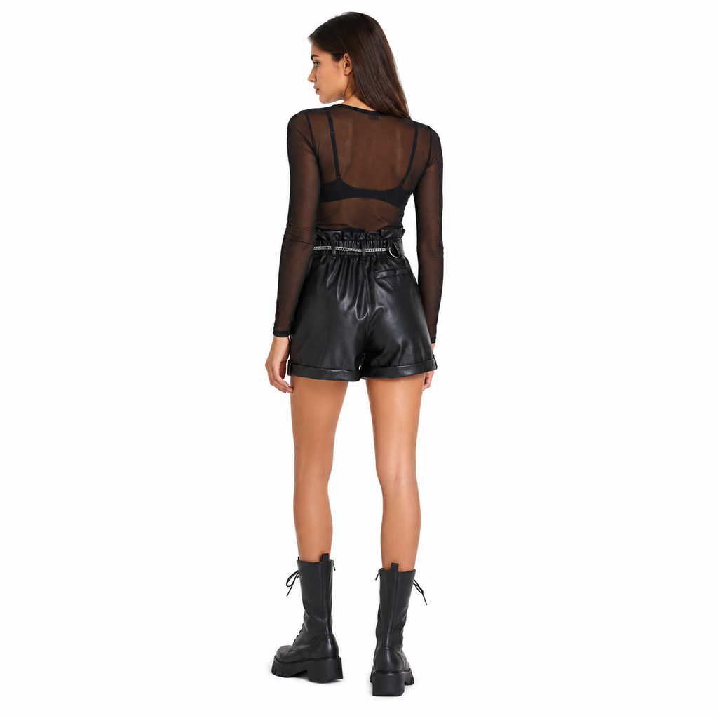 Patrizia Pepe Women Shorts Leather Black
