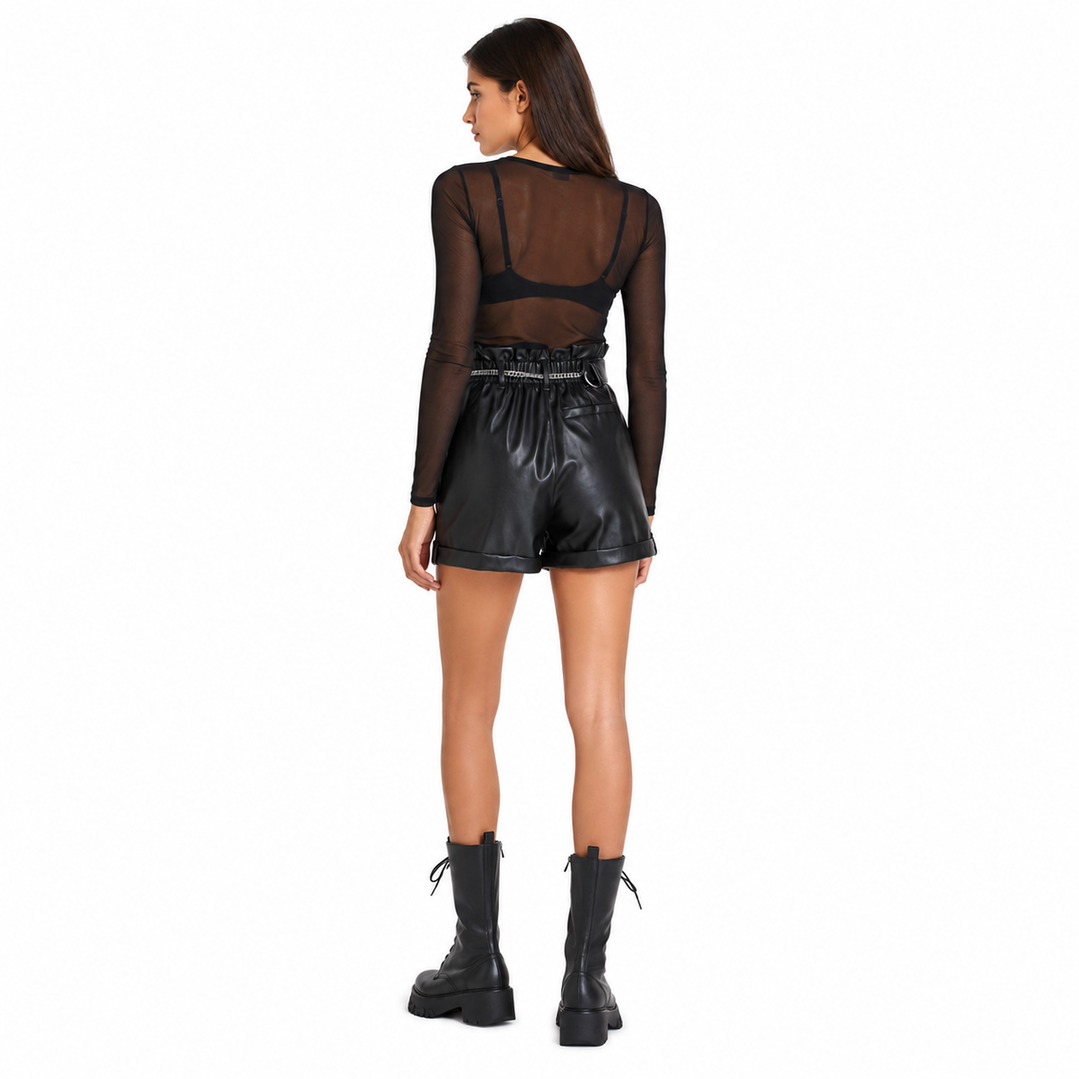 Patrizia Pepe Women Shorts Leather Black