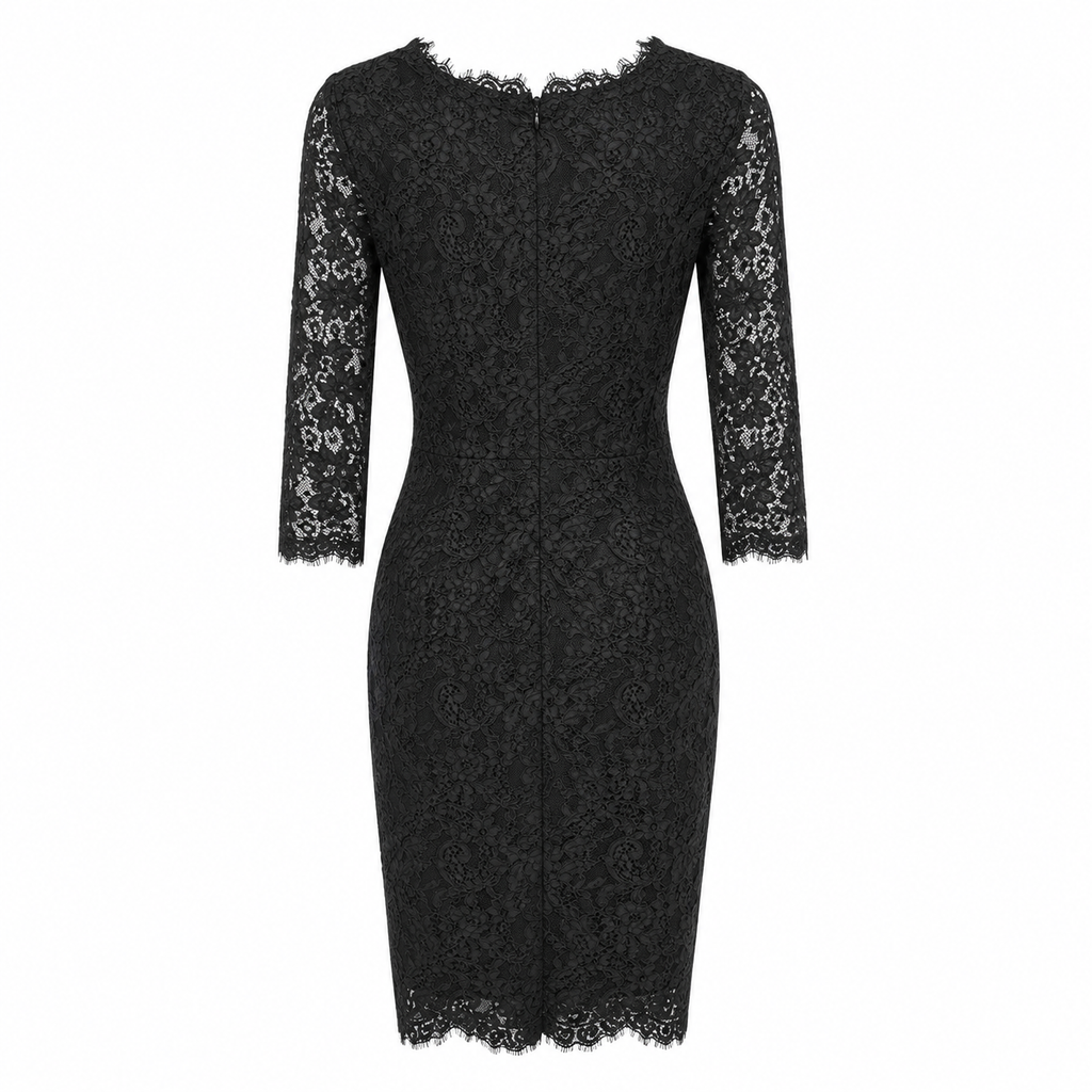 Dolce & Gabbana Women Dress Lace Sleeve Long Black