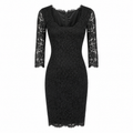 Dolce & Gabbana Women Dress Lace Sleeve Long Black