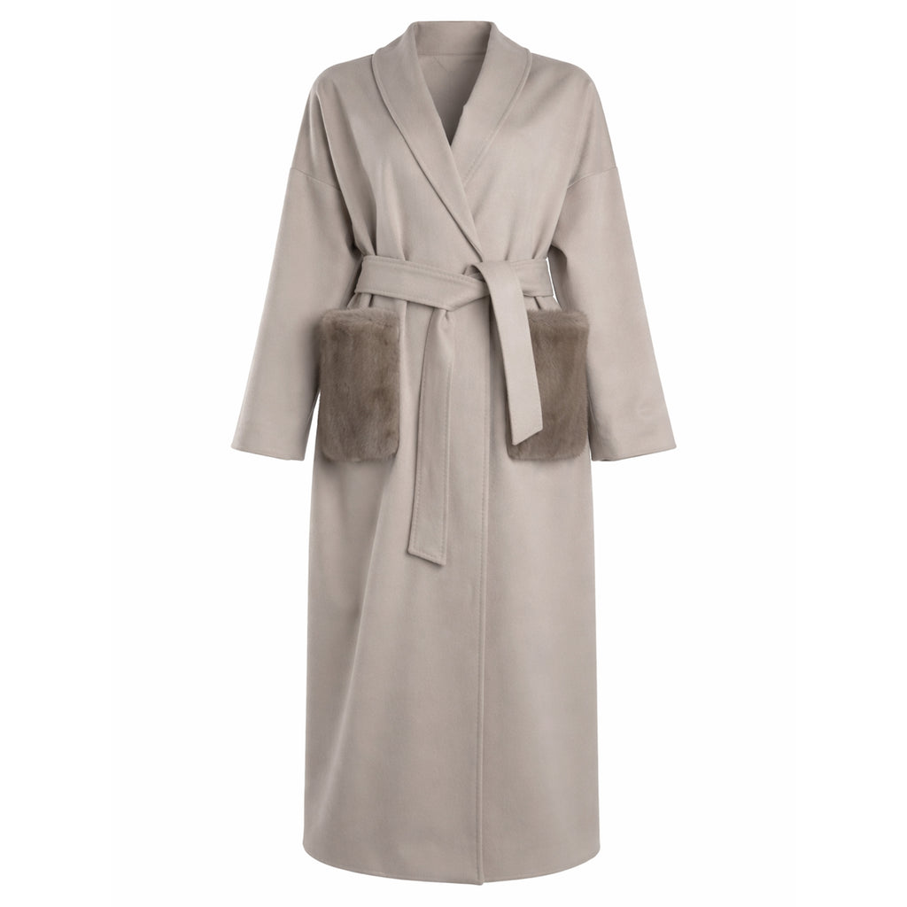 Loro Piana Fabric Women Coat Long Quilted Beige