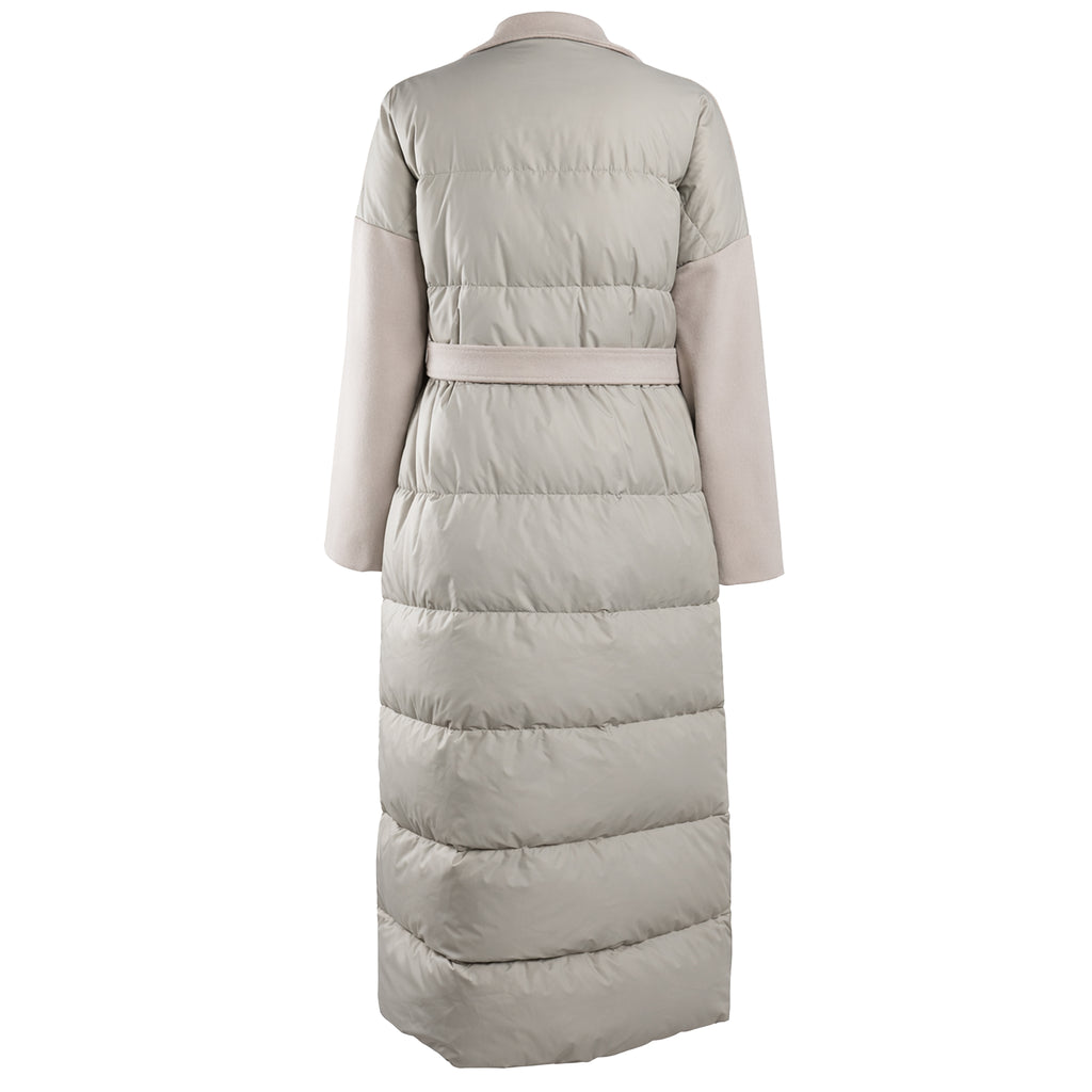 Loro Piana Fabric Women Coat Long Quilted Beige