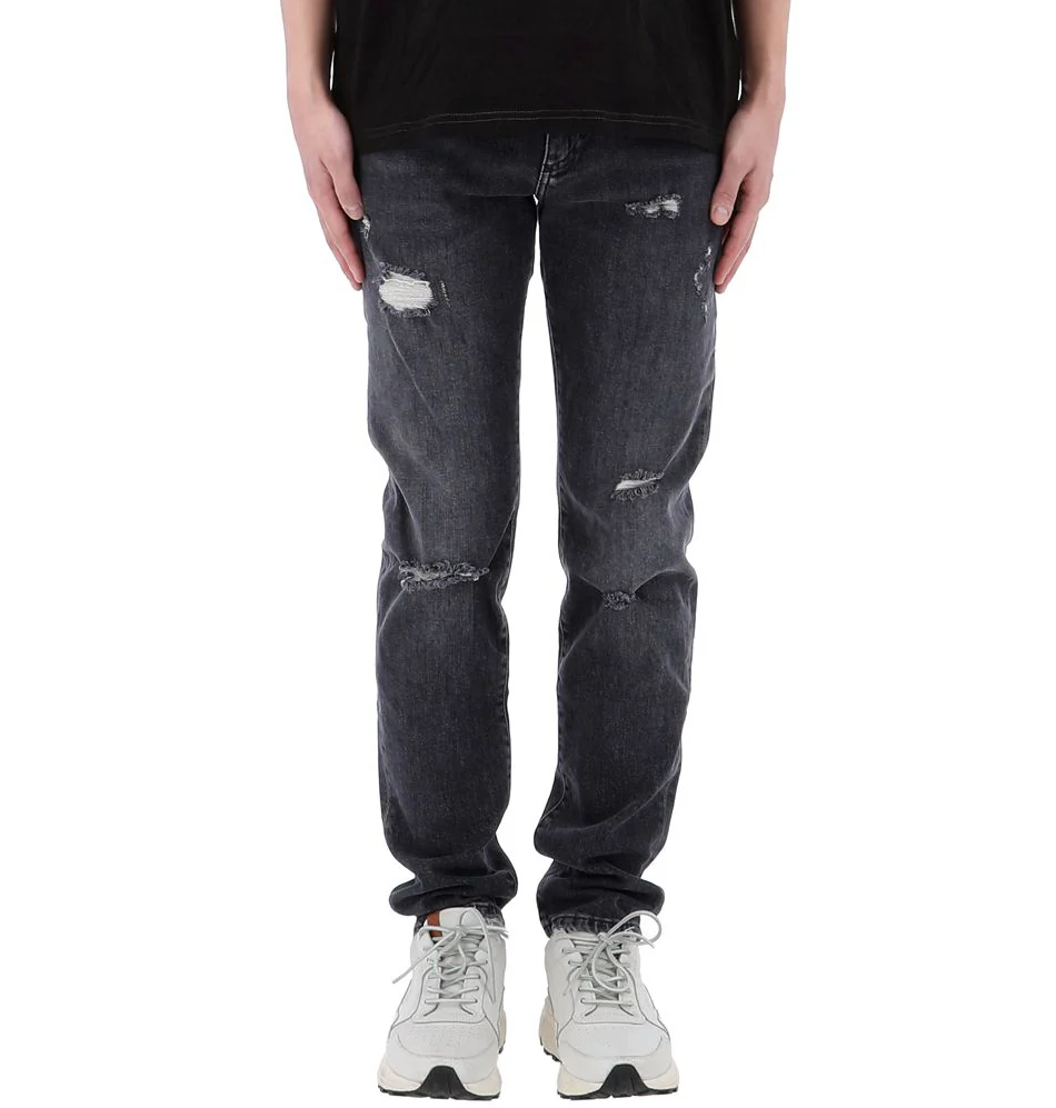 Dolce & Gabbana Men Lucky Chance Distressed Denim Jeans Grey