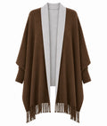 Alpha Studio Women Stola Frangia Poncho Brown