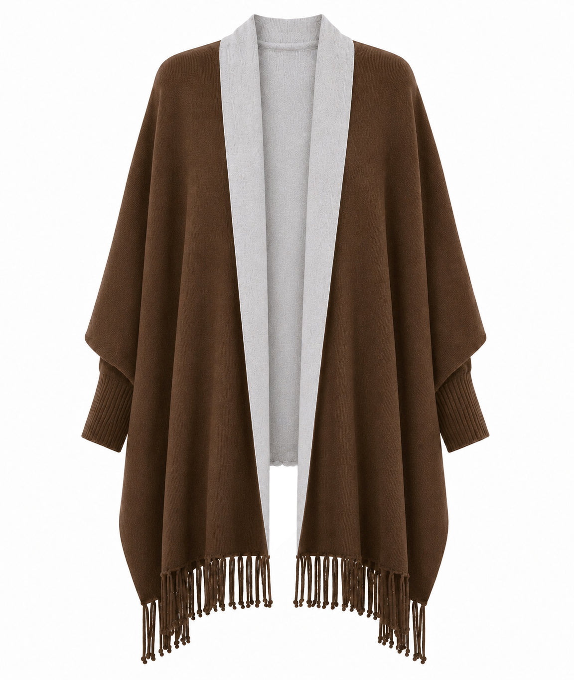 Alpha Studio Women Stola Frangia Poncho Brown