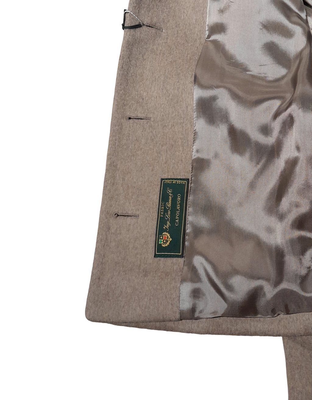 Loro Piana Fabric Women Coat Short Pelliccia Camel