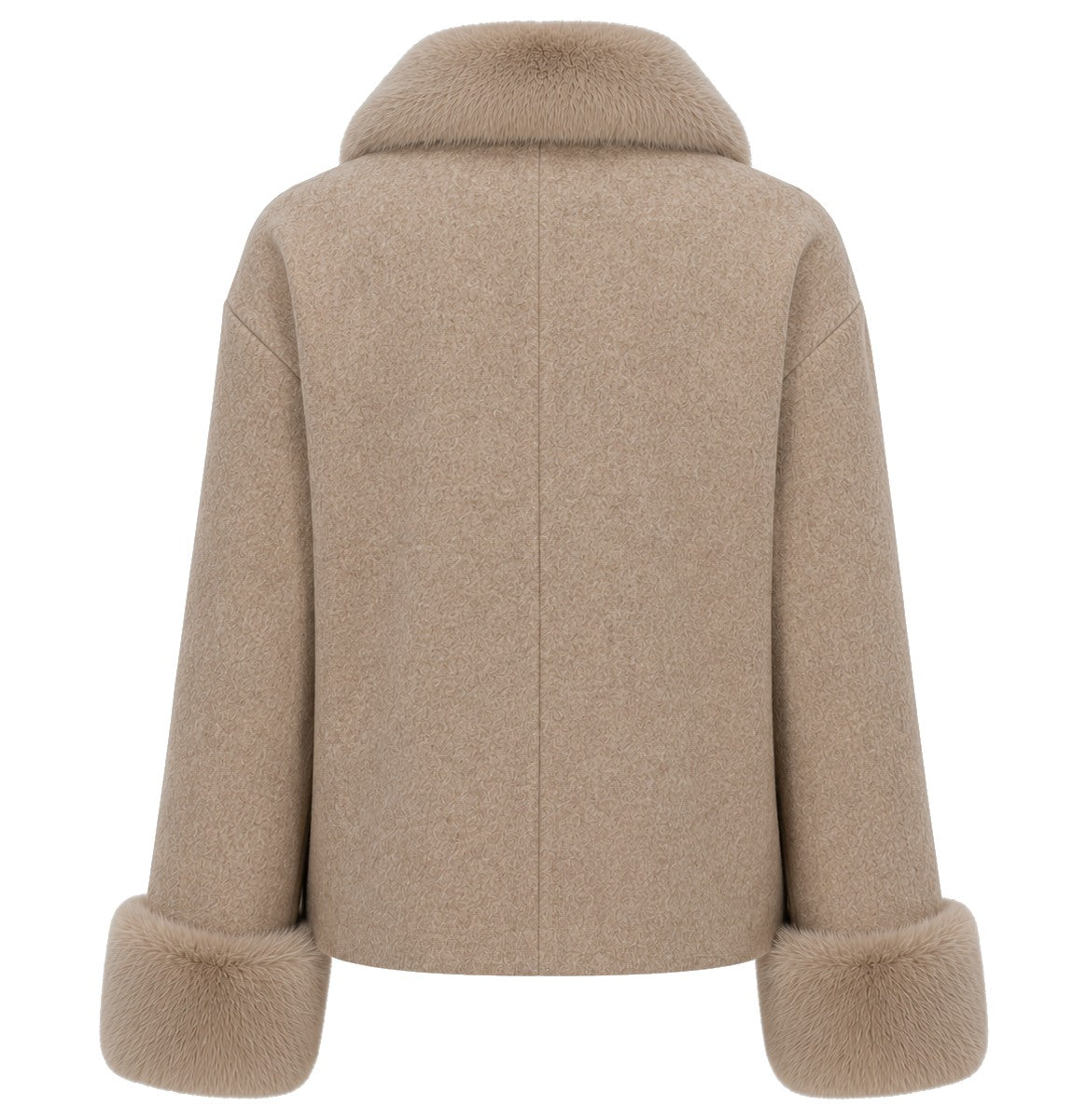 Loro Piana Fabric Women Coat Short Pelliccia Camel