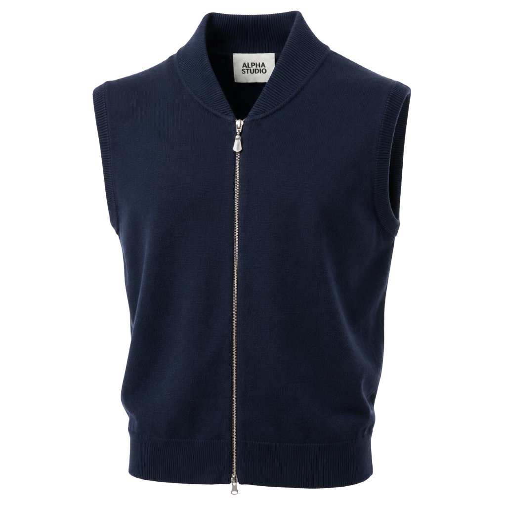 Alpha Studio Men Vest Zip Merinos Blue