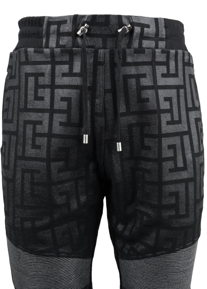 Balmain Men Trousers Jogging Print Black