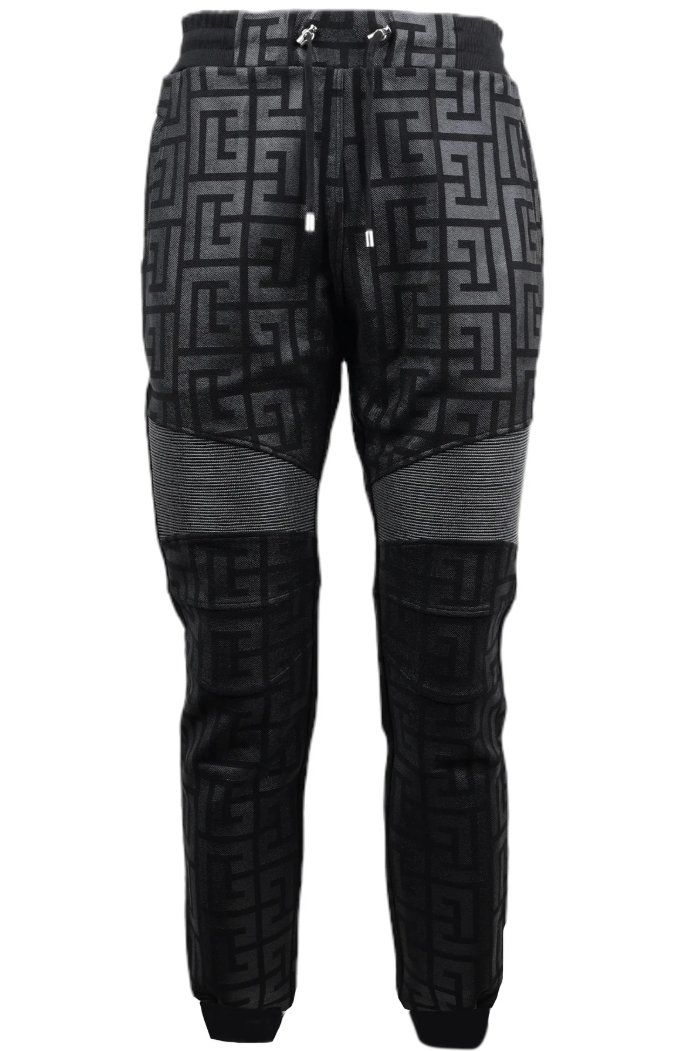 Balmain Men Trousers Jogging Print Black