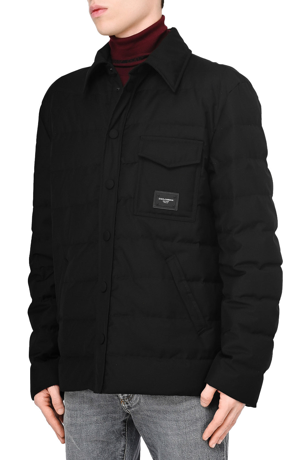 Dolce & Gabbana Men Jacket Trapuntata Blend Viscosa Black