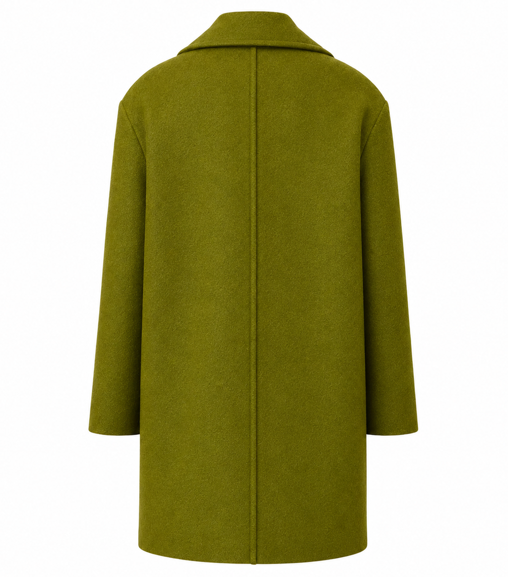 Alpha Studio Women Coat Double-Breasted Short Wool Green