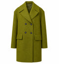 Alpha Studio Women Coat Double-Breasted Short Wool Green