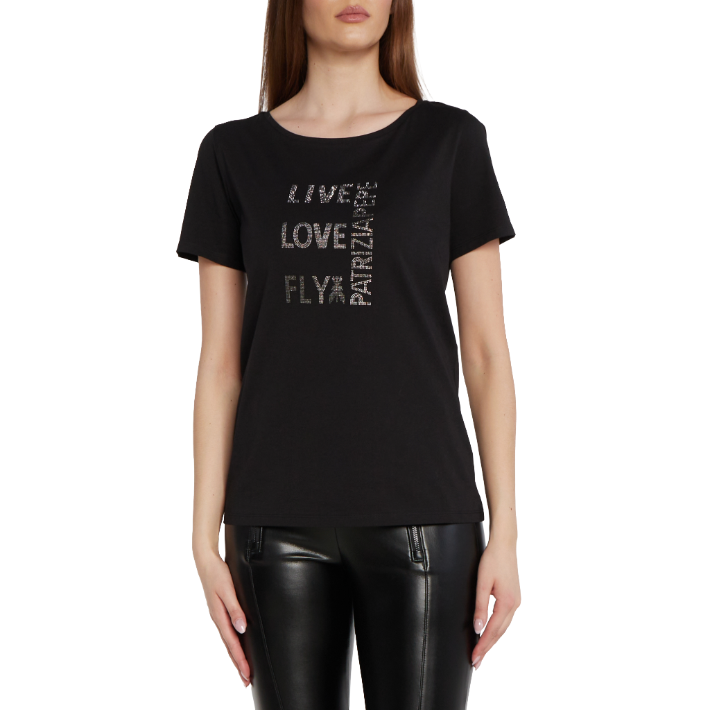 Patrizia Pepe Women T-Shirt Strass Black