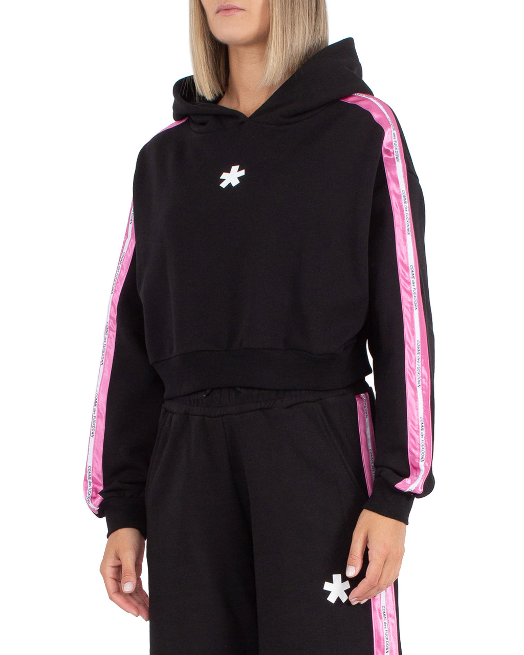 Comme Des Fuckdown Women Sweatshirt Short Hooded Black