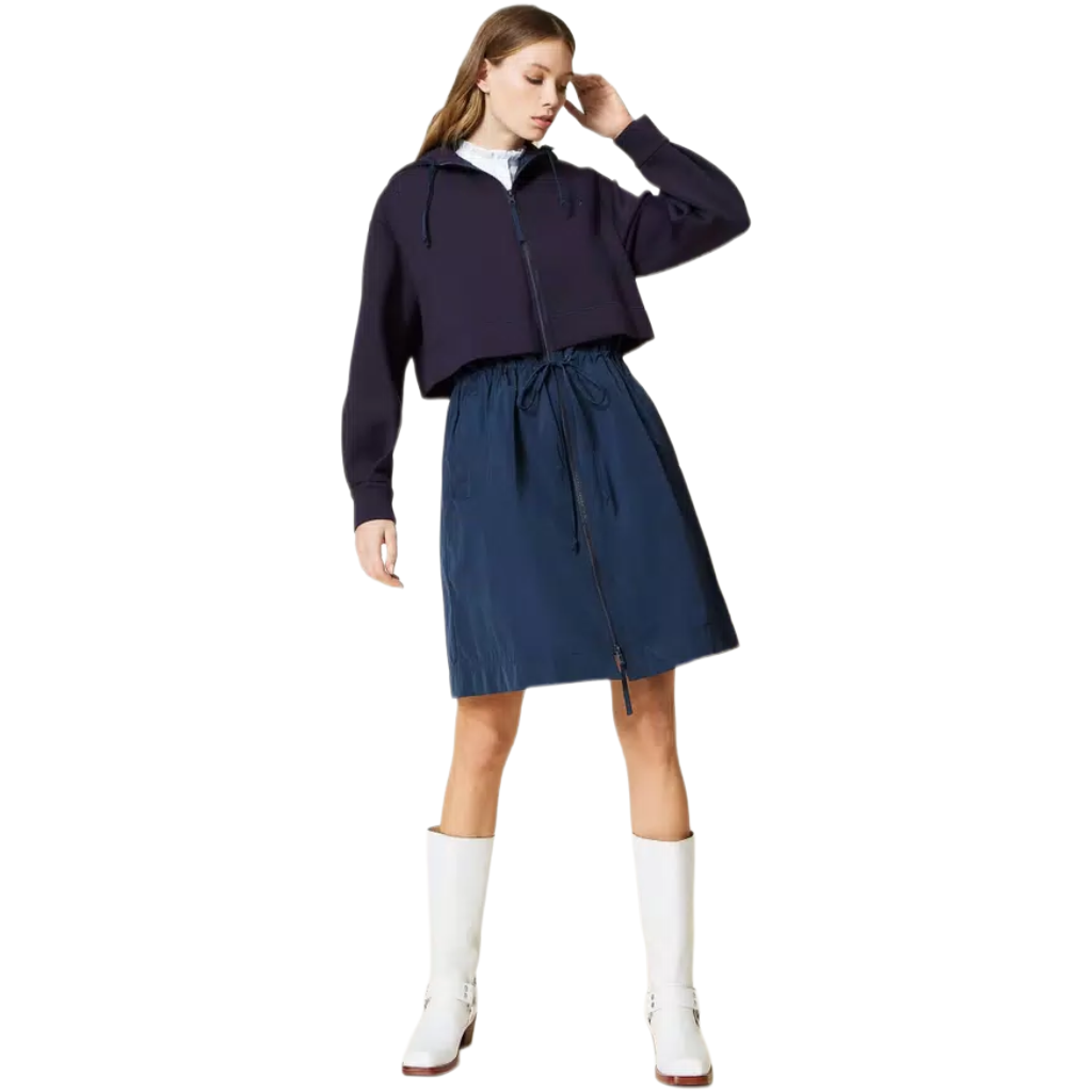 Twinset Women Parka Tessuto Scuba Taffetà Blue