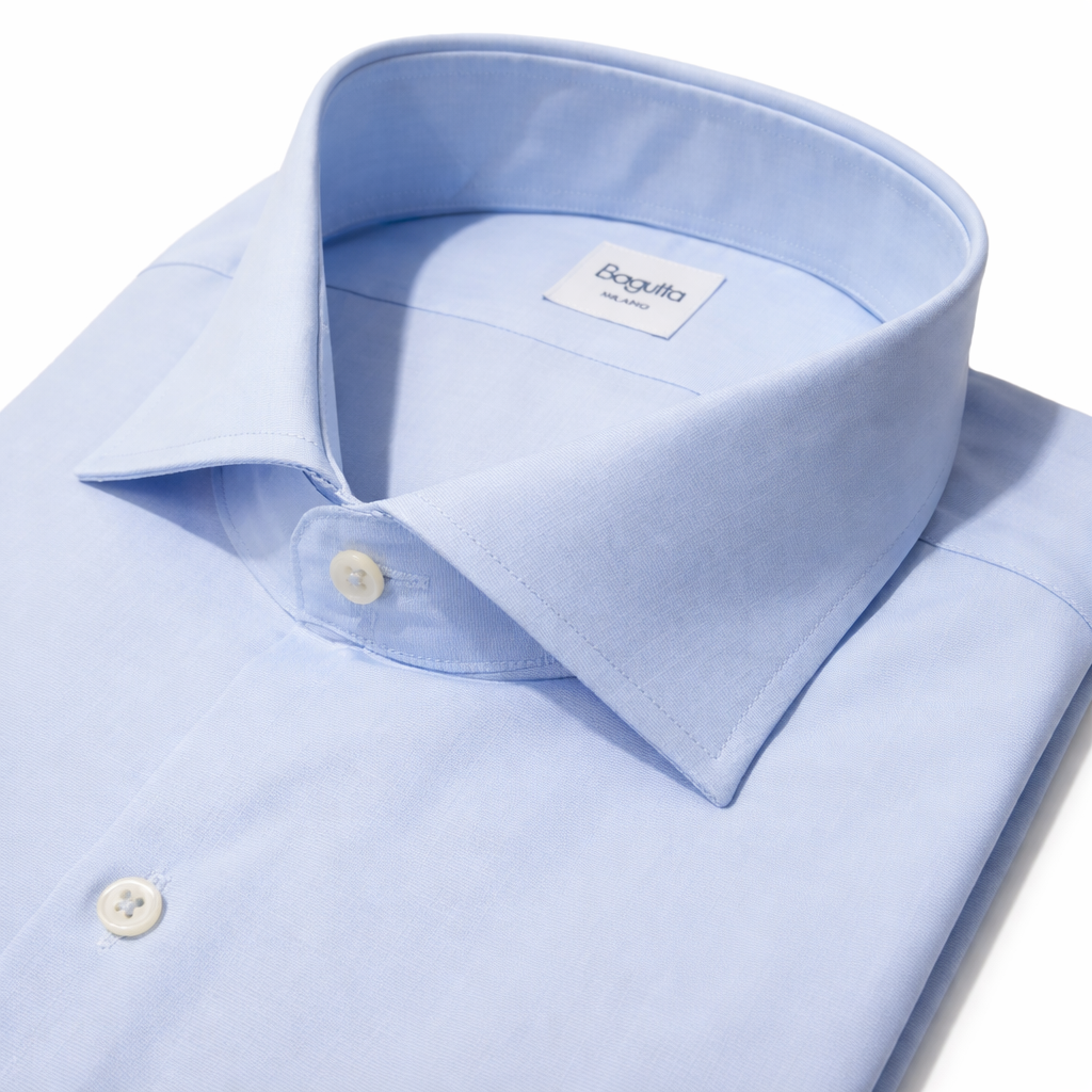 Bagutta Men Shirt Brando Neck Italiano Light Blue