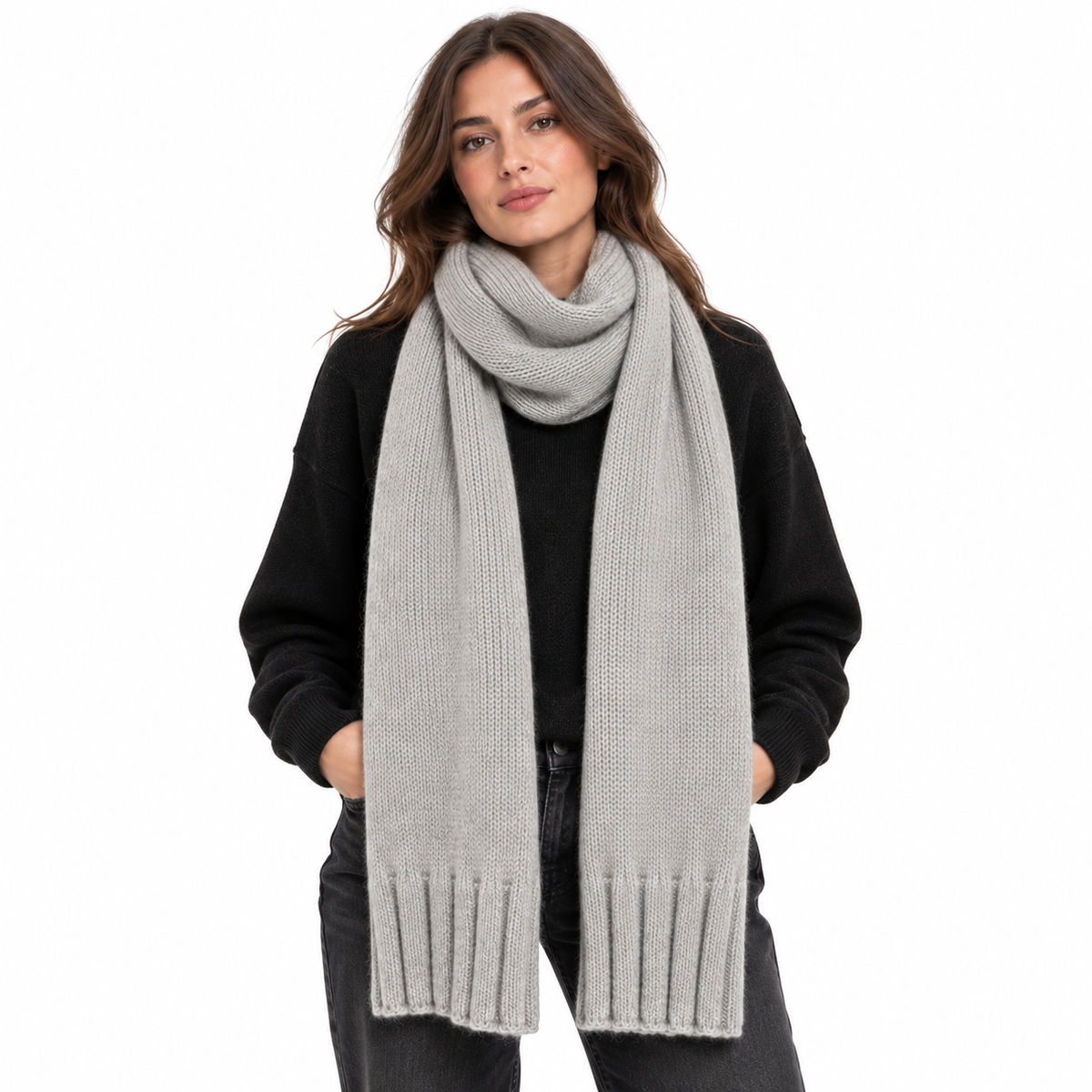 anna molinari Women Stola Wool Metalizzata Scarves Grey