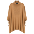 Alpha Studio Women Mock Neck Zip Poncho Total Look Poncho Camel
