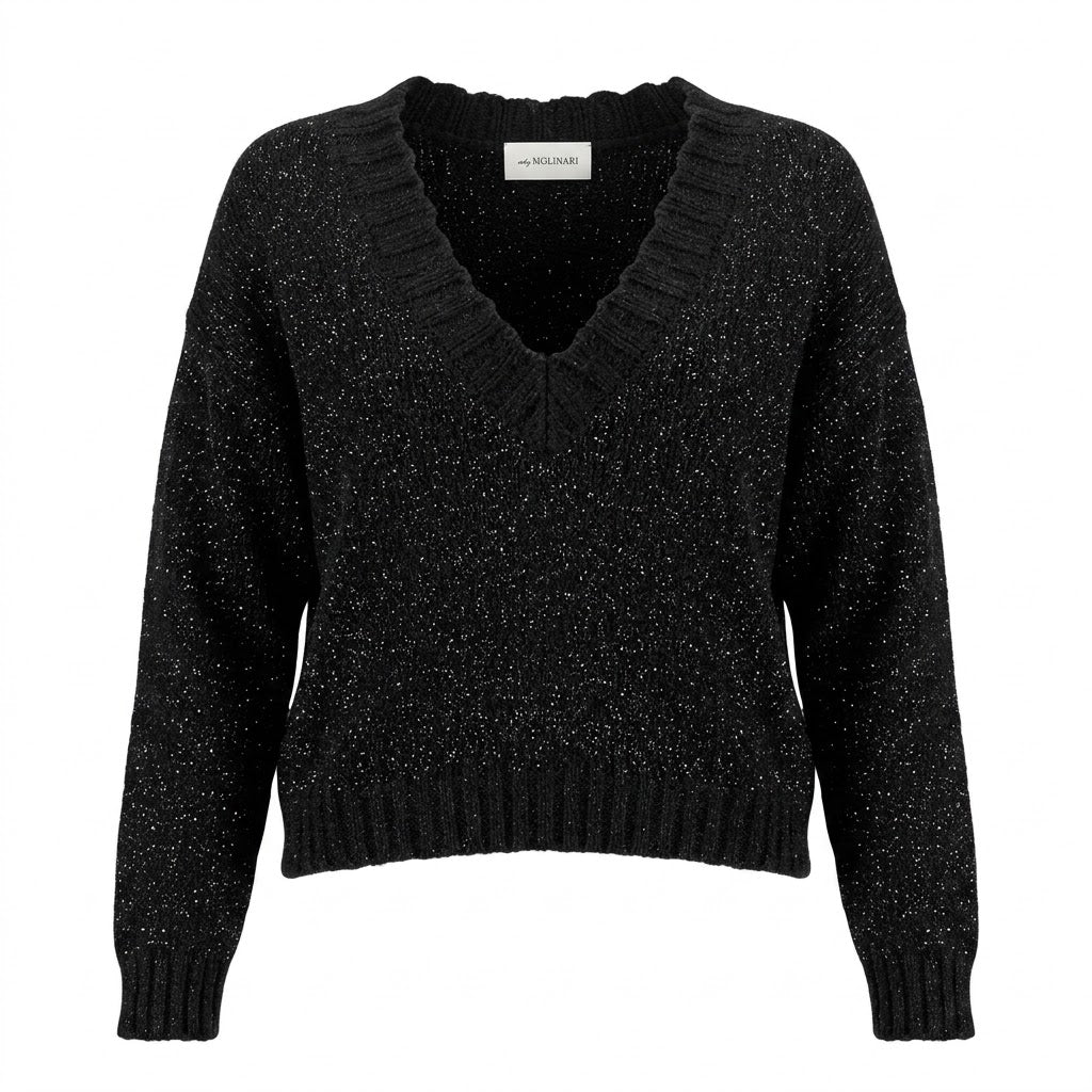 anna molinari Women Knit Bouclè V-Neck Black