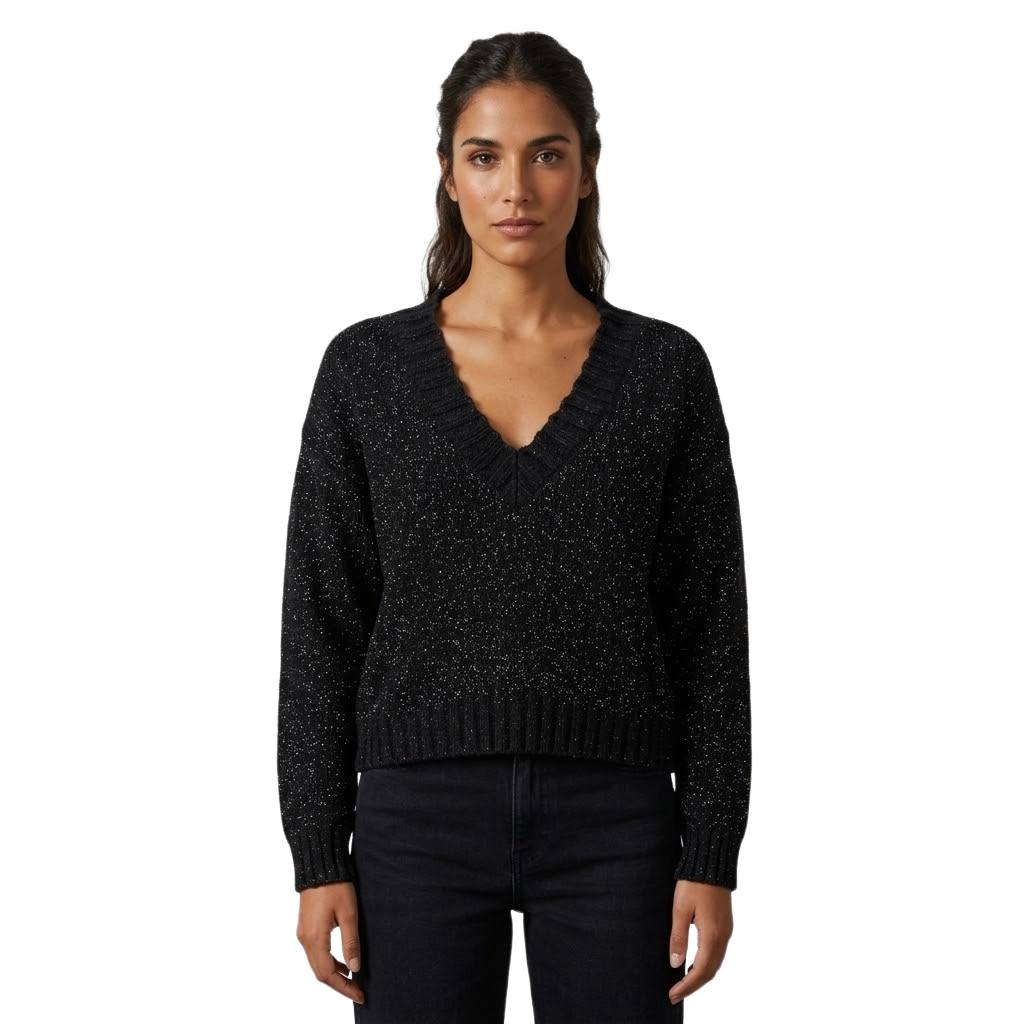 anna molinari Women Knit Bouclè V-Neck Black