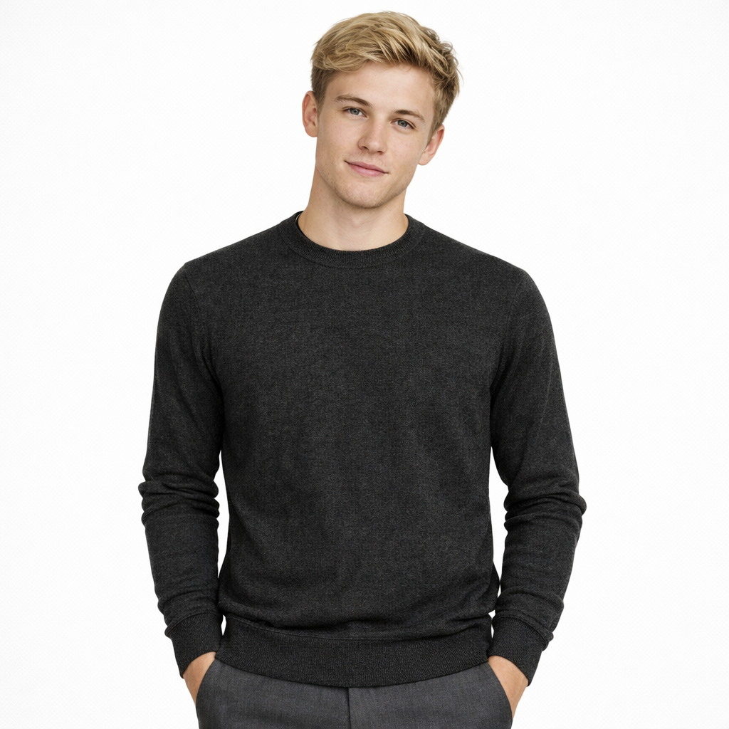 Emilio Romanelli Men Crew Neck Antracite Sweaters Grey