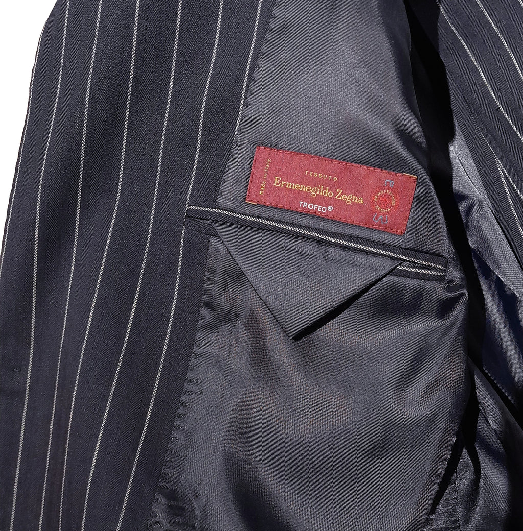 Ermenegildo Zegna Fabric Men Suit Wool Pinstripe Blue