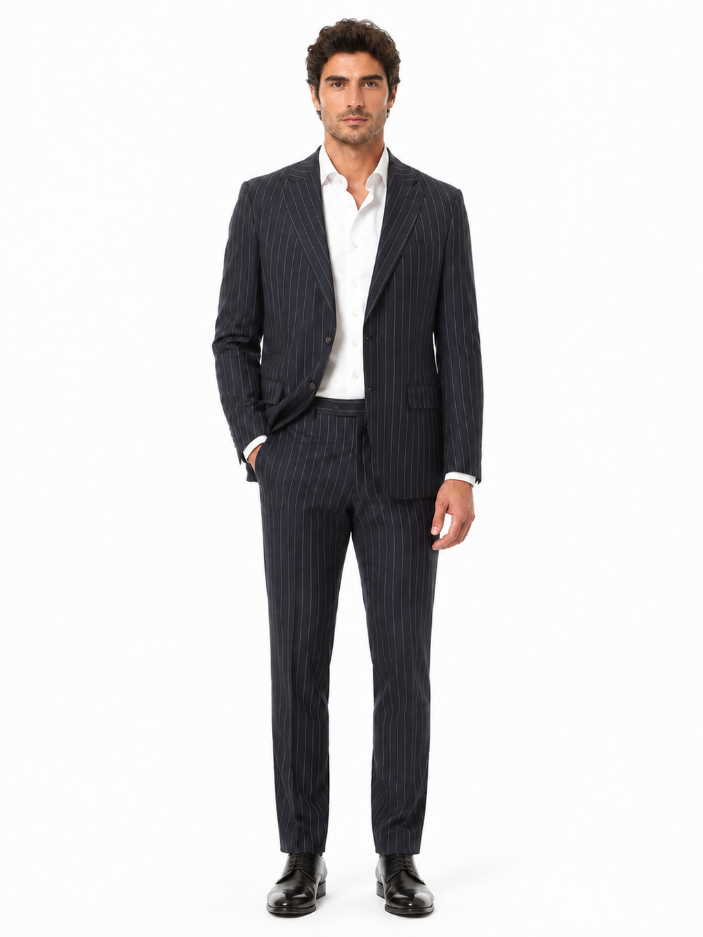 Ermenegildo Zegna Fabric Men Suit Wool Pinstripe Blue