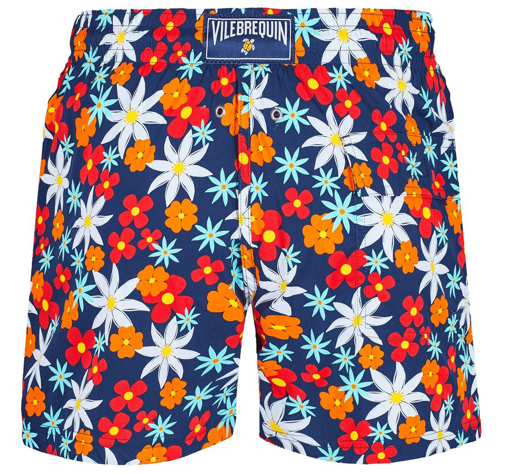 Vilebrequin Men Swim Shorts Spring Flowers Blue