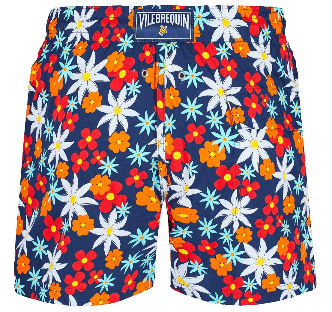 Vilebrequin Men Swim Shorts Spring Flowers Blue