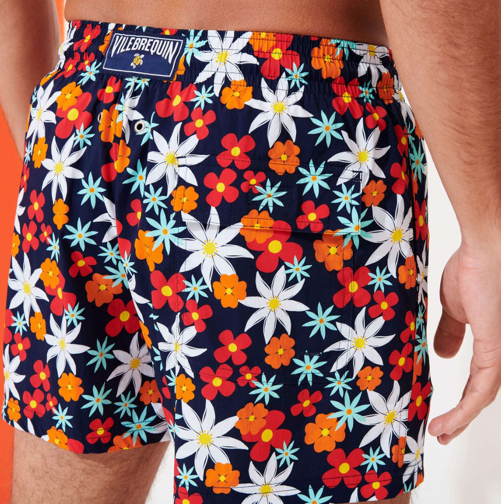Vilebrequin Men Swim Shorts Spring Flowers Blue
